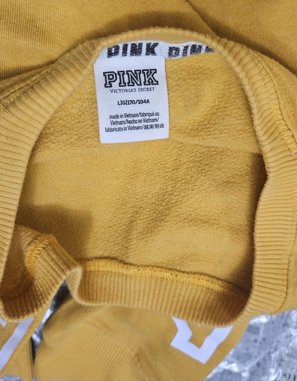 PINK Victoria's Secret Logo sleeve crew neck sweatshirt pre-owned vintage large - Picture 4 of 8